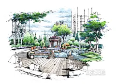 谷多手绘，景观效果图，景观手绘