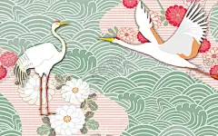 日式插画 【酷图网】中国风,国风,国潮,中式,新中式,现代,古风,复古,古典,文化,中华,日式,日式风,传统文化,传统,民族风,背景,底图,壁纸,招贴,海报,地产,广告,宣传,单透,详情页,店铺首页,展板,展架,横版,横图,banner,元素,装饰,创意,图案,纹样,花纹,鸟兽,花草,云纹,祥云,仙鹤,菊花