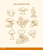 蘑菇树桩 简笔单色素描-植物花卉-插画图形素材-酷图网