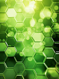 A green background composed of hexagonal tiles, in the style of luminous landscapes, light-filled