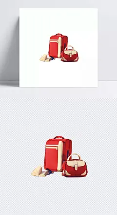 红色箱包|书包,箱子,开学季,卡通元素,手绘/卡通