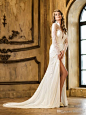 Wholesale DN Hot New Sheath Wedding Dresses Long Sleeves Vintage 2015 Sexy Poet Floor Length Front Slit Top Applique Lace High Collar Bridal Gowns, Free shipping, $139.48/Piece | DHgate Mobile