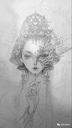 唯美古风《半面妆》插画，有些容颜望一眼就终身思念（11月11日）