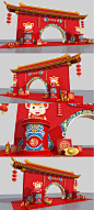 2021牛年新年商场春节门头美陈设计-春节物料素材下载-众图网