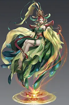 #三叠色作品# 西王母过程图一枚 