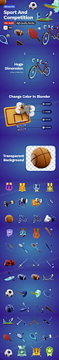 #体育3D#
3D立体体育运动竞技比赛自行车足球篮球羽毛球乒乓球fig blend图标icon素材