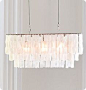 DIY- Faux Capiz Rectangular Chandelier    This is very labor intensive but oh so clever to use layers of waxed paper.