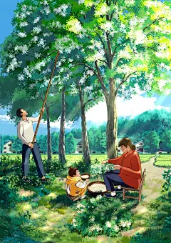 童年回忆插画——摘槐花