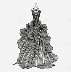 花朵镂空华丽的婚纱 设计手稿 豪华 连衣裙 镂空 高贵 元素 免抠png 设计图片 免费下载 页面网页 平面电商 创意素材