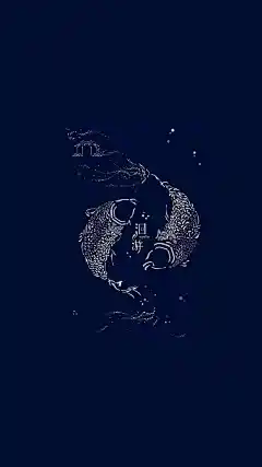 游水的金鱼插画手机壁纸