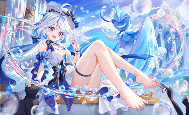原神#芙卡洛斯#芙宁娜#水神
画师：雲小...
