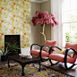 Create an enchanted room with the stunning Bird of Paradise wallpaper and chairs upholstered in Kairi fabric, designed by Matthew Williamson for Osborne & Little. Available through Seneca. senecatextiles.com
