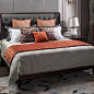 新品米灰橙色12件套中式肌理布家用样板房多件套床上用品-淘宝网