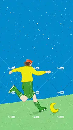绘画 足球 射击 实践 运动的 运动员 月亮 星空 蓝色的橄榄球