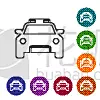 警官,巡逻车,线图标,银色,汽车,交通,直的,监视