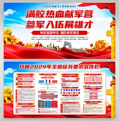 部队军队征兵宣传展板