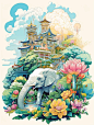 鲜花大象傣族建筑，这套插画真的很云南 - 小红书