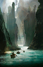 Boats in Canyon, Yangtze River, China.: 