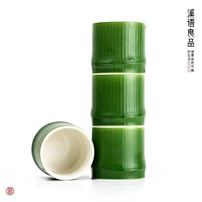 溪语良品 竹节杯 手工陶瓷仿 品茗杯 仿...