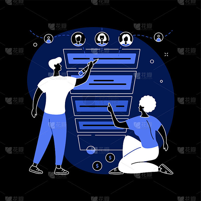 销售漏斗管理抽象概念矢量插图。