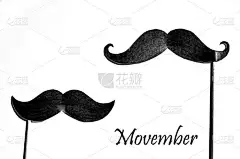 Movember 的象征。海报和横幅。对男性健康问题的认识, 如前列腺癌.