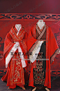中式 古装婚礼华丽红色绣花拖尾汉服婚服喜服男女情侣装-淘宝网