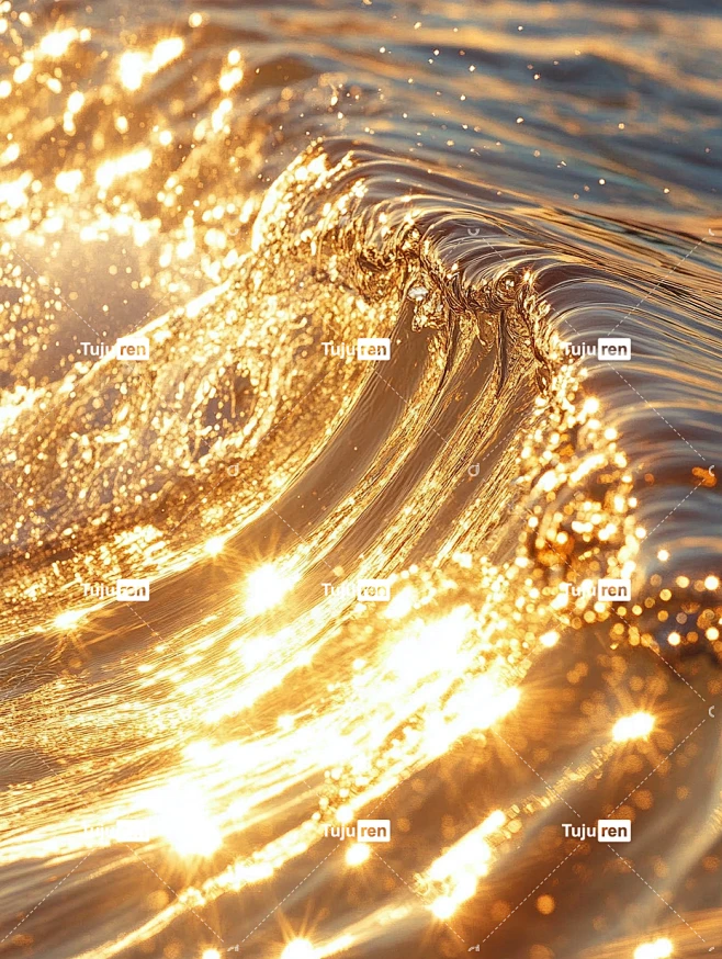 金色的海浪，波光粼粼，阳光闪闪海报-花瓣网
