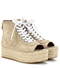 Suede espadrille-style platform sneakers : Beige suede espadrille-style platform sneakers