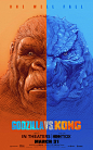 Godzilla vs. Kong 哥斯拉大战金刚手绘海报
