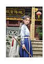汉尚华莲传统汉服女装交领襦裙齐腰葫芦刺绣蓝色日常秋冬款武侠风-淘宝网