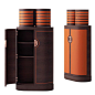 YFOS tall cabinets with two different leather inlay options: 