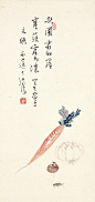 溥儒秋圃寒蔬
(1896-1963)
设色纸本立轴一九五三年作
款识：
秋圃霜初落，寒蔬露尚浓。
癸巳画与文玙。西山逸士溥儒。

钤印：「明夷」、「溥儒」。