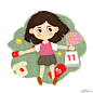 插画双十一女孩设计元素 PNG搜索 插画女孩,促销,打折,电商,剁手,红包,金币,卡通手绘,礼袋,礼物,买买买,女孩,双十一