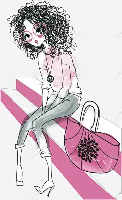 手绘时尚女孩矢量图高清素材 免费下载 页面网页 平面电商 创意素材 png素材