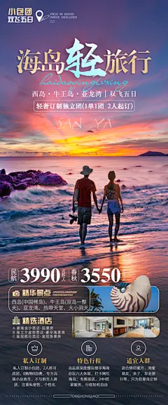 旅游旅行社海南城市景点宣传朋友圈广告海报