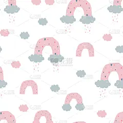 纺织品,云,壁纸,四方连续纹样,儿童,彩虹,绘画插图,包装纸,矢量