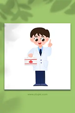 急救箱药品介绍医生人物插画