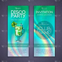 Modern disco cocktail party poster with holographi