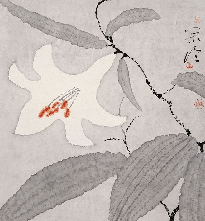 11:46:01陈家泠 百合图 立轴国画之花鸟一半青山一半绿水同采自artist