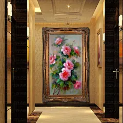 百合九图金鲤鱼荷花卉孔雀纯手绘油画富贵牡丹欧式客厅挂画壁画有-tmall.com天猫