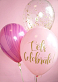 Pink Purple Gold Balloon Trio | Confetti Balloon | Calligraphy Balloon | Pink Marbled balloon | FREE Shipping*