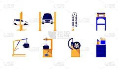 汽车,图标集,矢量,分离着色,专业人员,车轮,一致,环境,天气,坏掉的