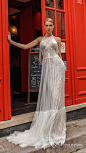 victoria soprano 2019 bridal sleeveless halter neck full embellishment elegant sheath wedding dress a  line overskirt backless chapel train (flavi) mv