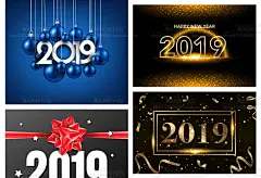 19款2019新年彩带黑金夜店酒吧活动海报贺卡封面AI矢量图设计素材-淘宝网
