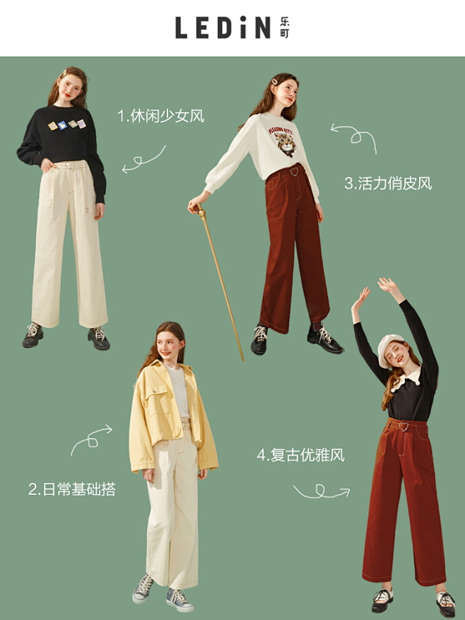 乐町裤子女宽松秋冬2019新款休闲裤阔腿...