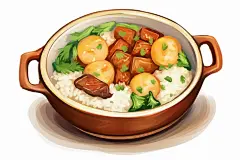 特色排骨木桶饭煲仔饭美食插画