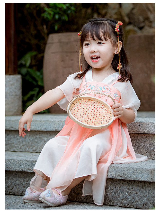 汉服女童古装超仙儿童中国风夏装连衣裙小女...