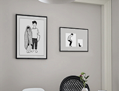 日本Noritake插画卡通黑白创意装饰画挂画餐厅客厅卧室ins风挂画-淘宝网