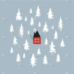 舒适的小屋在松林设计