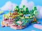 Island fantasy game cartoon game design illustration lowpoly octane c4d cinema 4d isometric